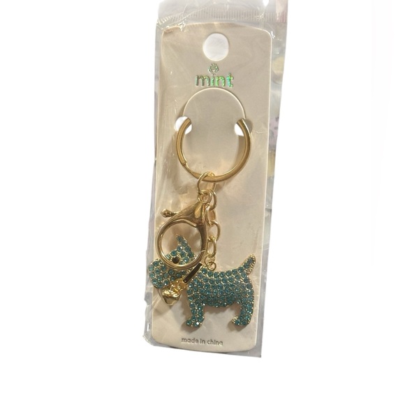 Mint Gold and Teal Dog Keychain - Picture 2 of 7